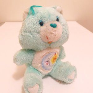 Vintage Mini Bedtime Care Bear Plush Mint Green with Moon Crest